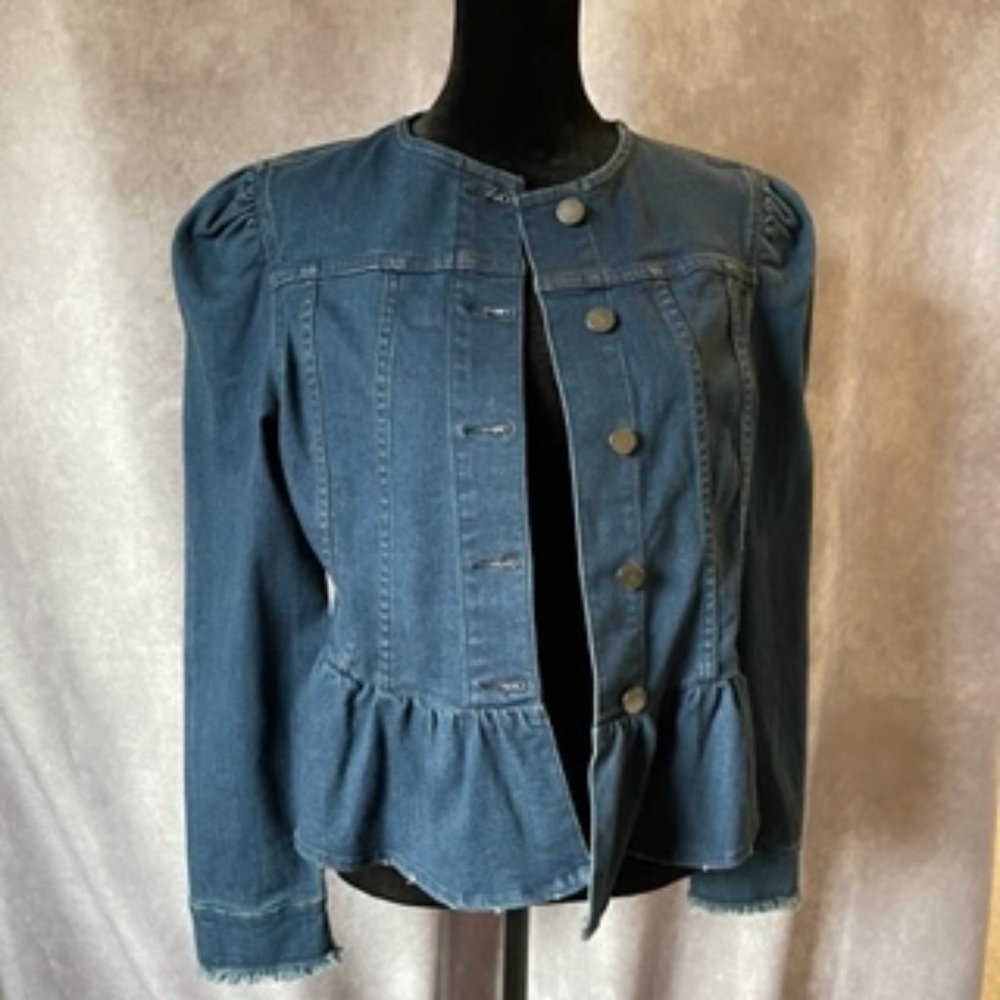 Kaari Blue Puff Sleeve Jean Jacket Size M